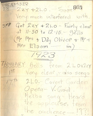 A page from Taylor's Wireless Log and Minutes Book. Photograph © British Library